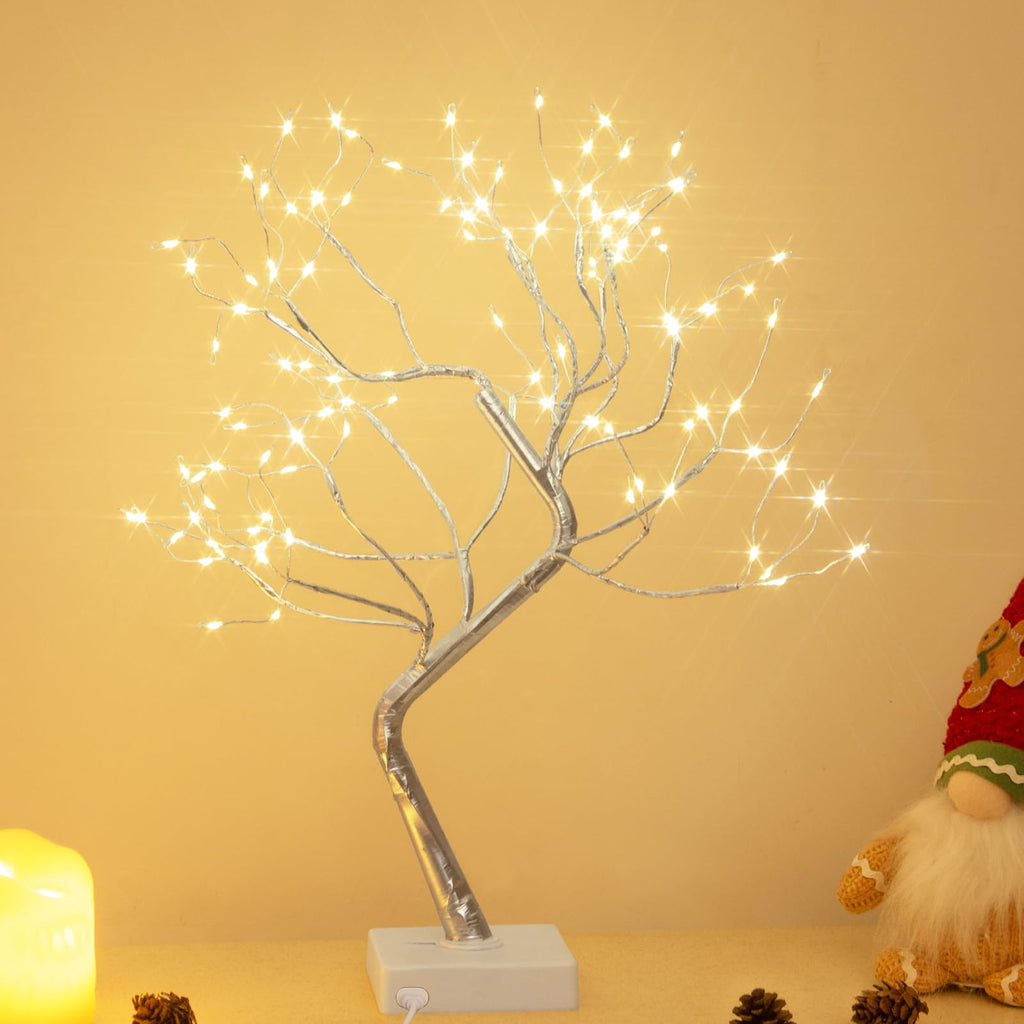 PEIDUO Home Decor, 2FT Birch Tree with LED Lights, Warm White Light up Tree Lamp, Artificial Trees for Home Table Inside, Battery Powered, Timer (2PK)