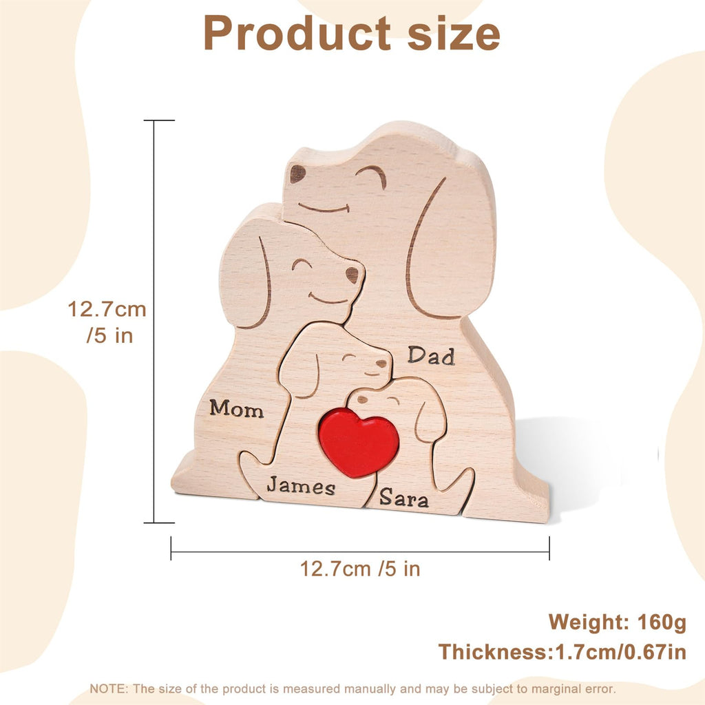 Personalized Family Name Puzzle with 2-8 Names Custom Wooden Bear Puzzle with Names Customized Wooden Puzzle Gifts for Christmas (Bear)