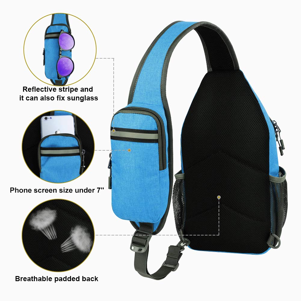 WATERFLY Crossbody Sling Backpack Sling Bag Travel Hiking Chest Bag Daypack (Black)