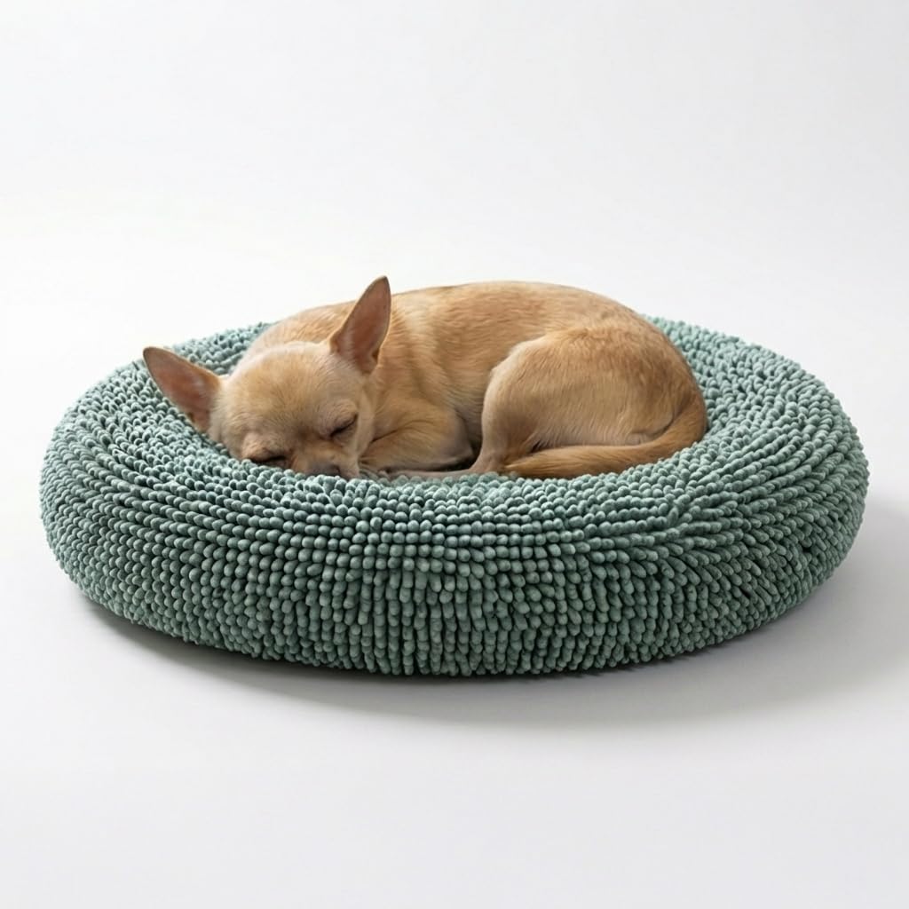 Muddy Mat® Cloud K-9 Bed for Dogs & Cats, Soft & Relaxing Donut Dog Bed, Chenille Material, Removable Cover, Washable & Dryer Safe–Black Small(25'x25')