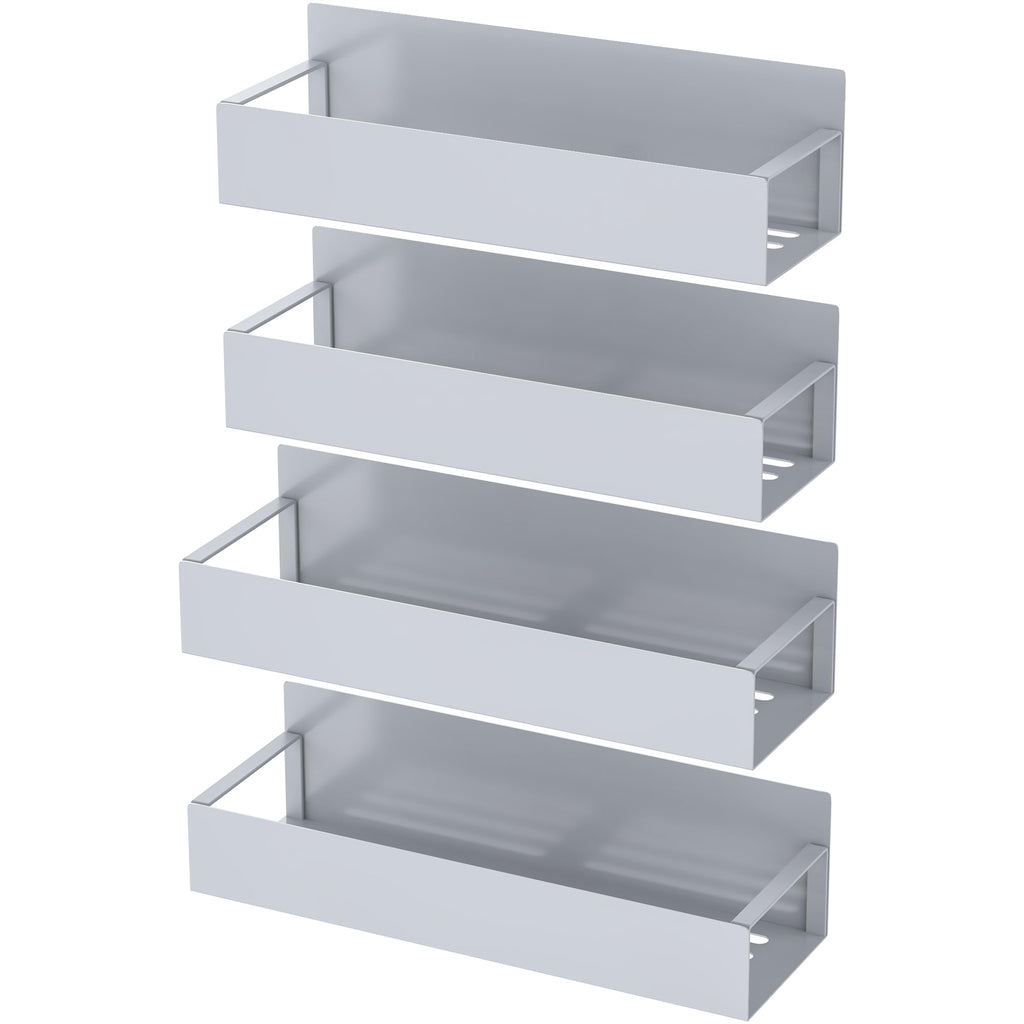 HuggieGems Metal 4 Pack Magnetic Spice Storage Rack Organizer for Refrigerator and Oven, Black Fridge Organizers and Storage, Metal