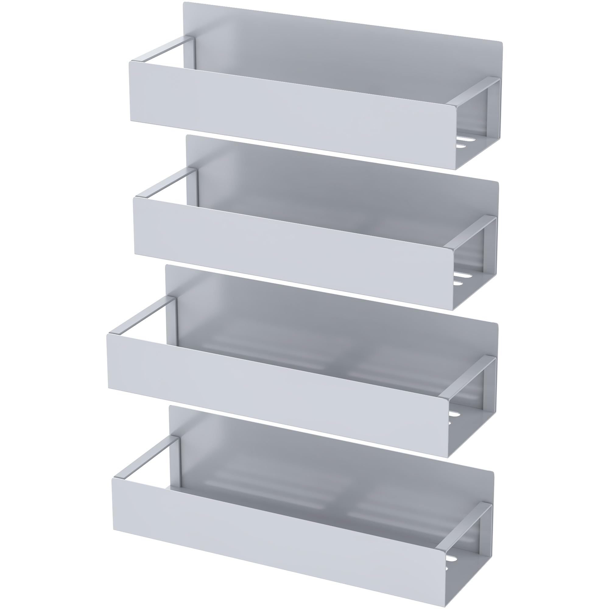 HuggieGems Metal 4 Pack Magnetic Spice Storage Rack Organizer for Refrigerator and Oven, Black Fridge Organizers and Storage, Metal