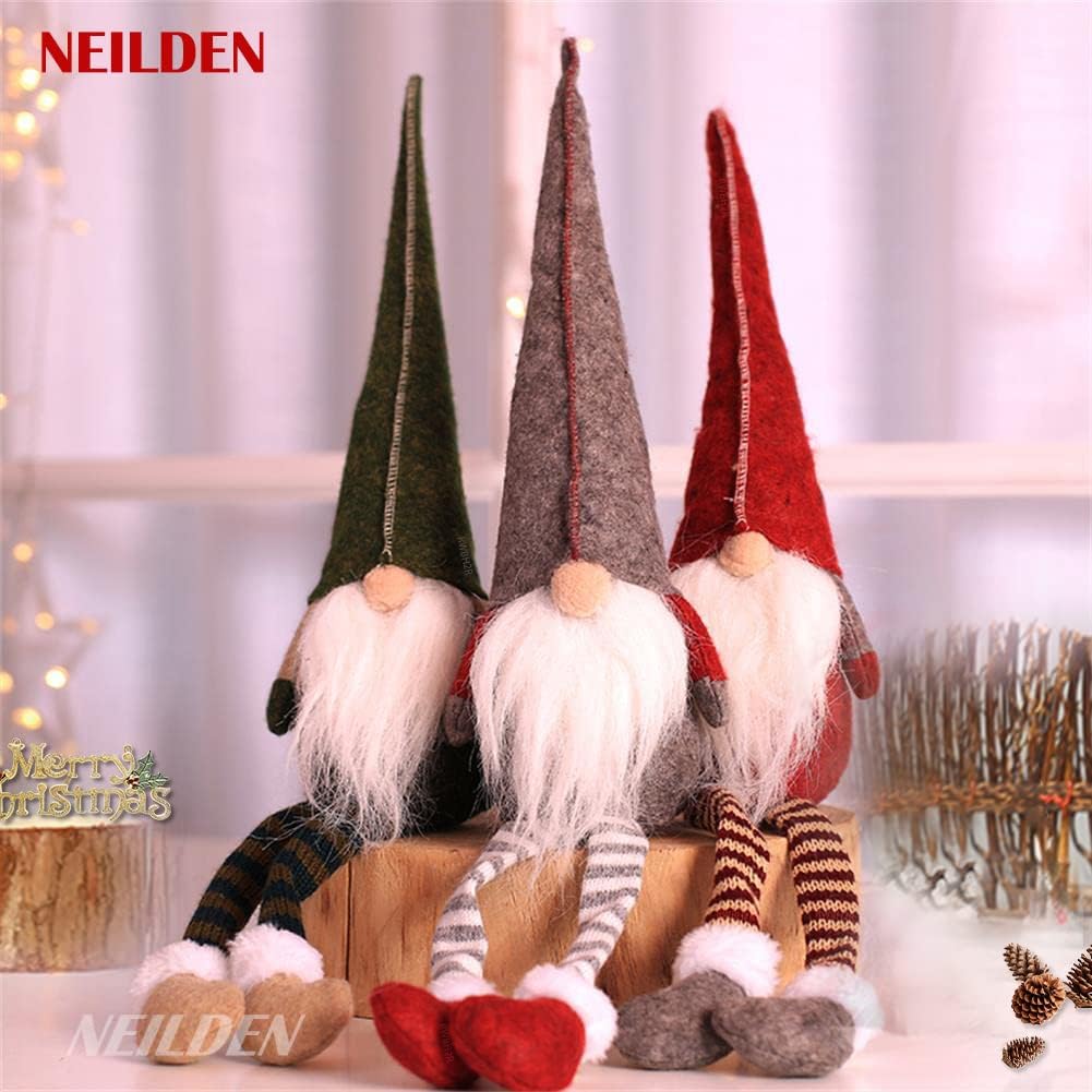 BWFY 3pcs new Christmas Decoration Long Legs Rudolph Doll Christmas Children Gift Hotel mall Window Decoration