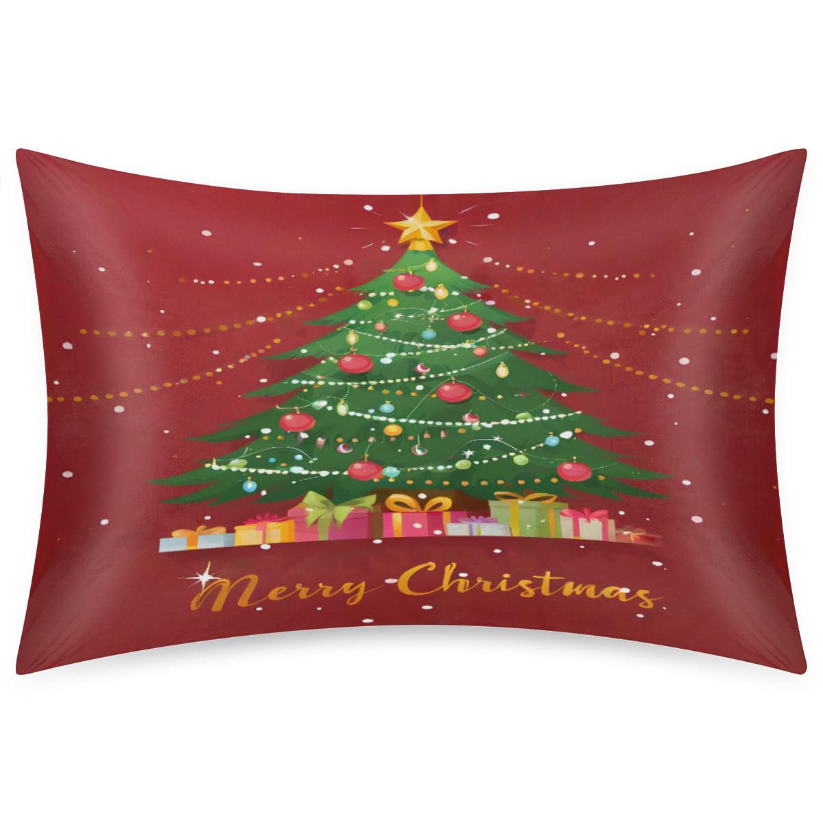 Christmas Light Trees Satin Pillow Case for Hair and Skin Satin Pillowcase Without Zipper Pillowcase, Standard Size Slip Silk Pillow Cases 20"x26" Silk Pillowcases for Bedroom Sofa Home Decor