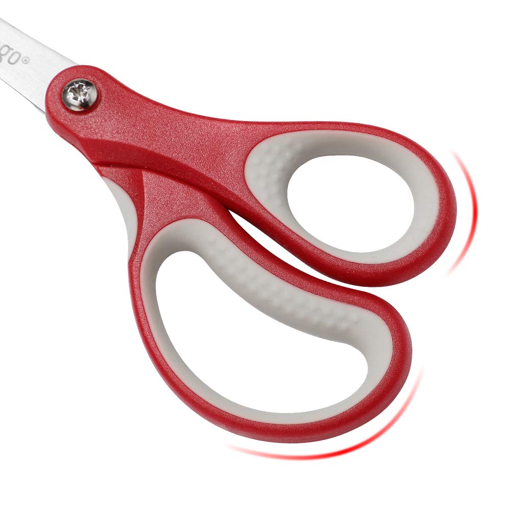 LIVINGO 5" Small School Student Blunt Kids Craft Scissors, Sharp Stainless Steel Blades Safety Comfort Grip for Children Cutting Paper, Assorted Color, 3 Pack