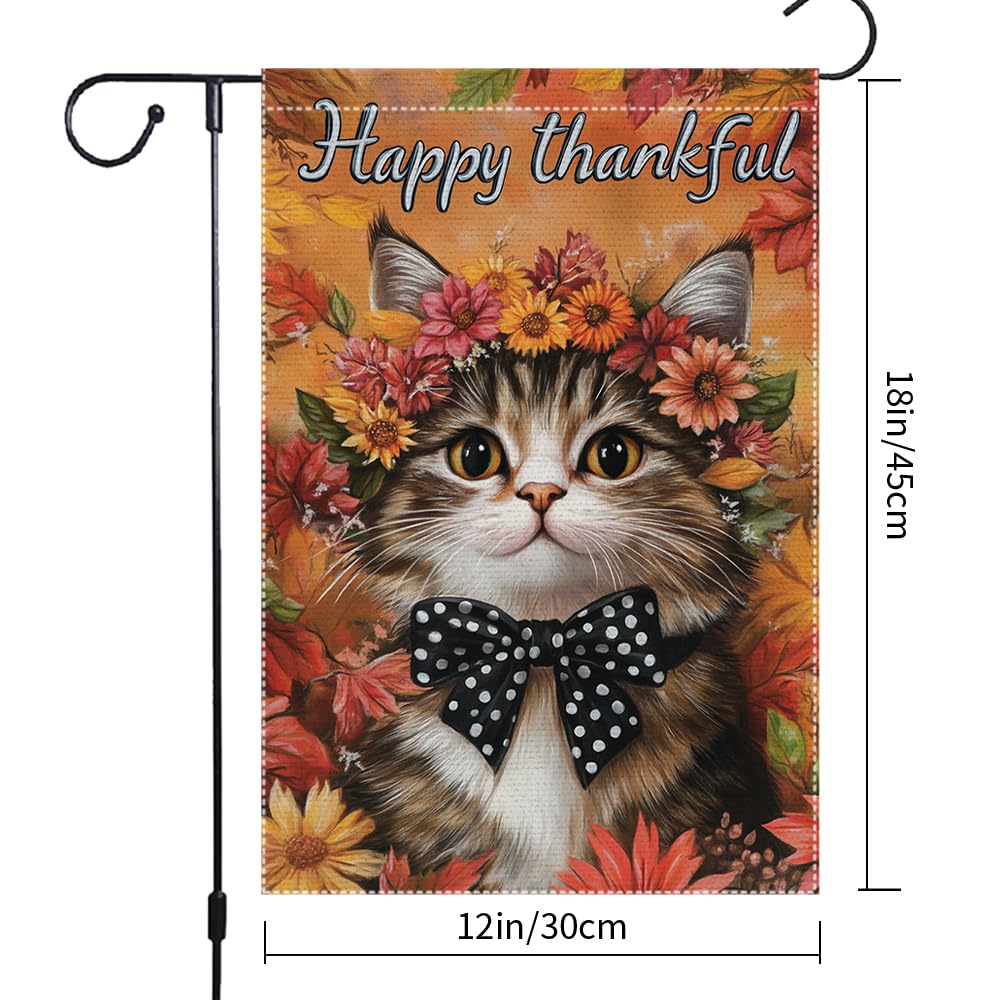 Hello Fall Garden Flag Cat Garden Flags 12x18 Inch Double Sided Vertical Autumn Farmhouse Home Decor Yard Lawn Outdoor Decorations