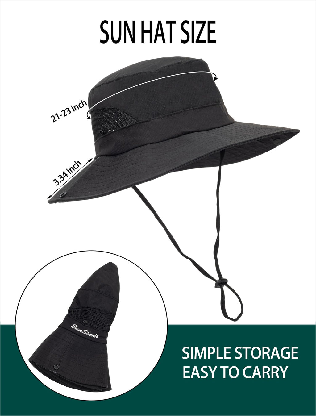 Womens Summer Sun Hat Beach Hat Wide Brim Outdoor UV Protection Hat Packable Mesh Bucket Hat with Ponytail Hole