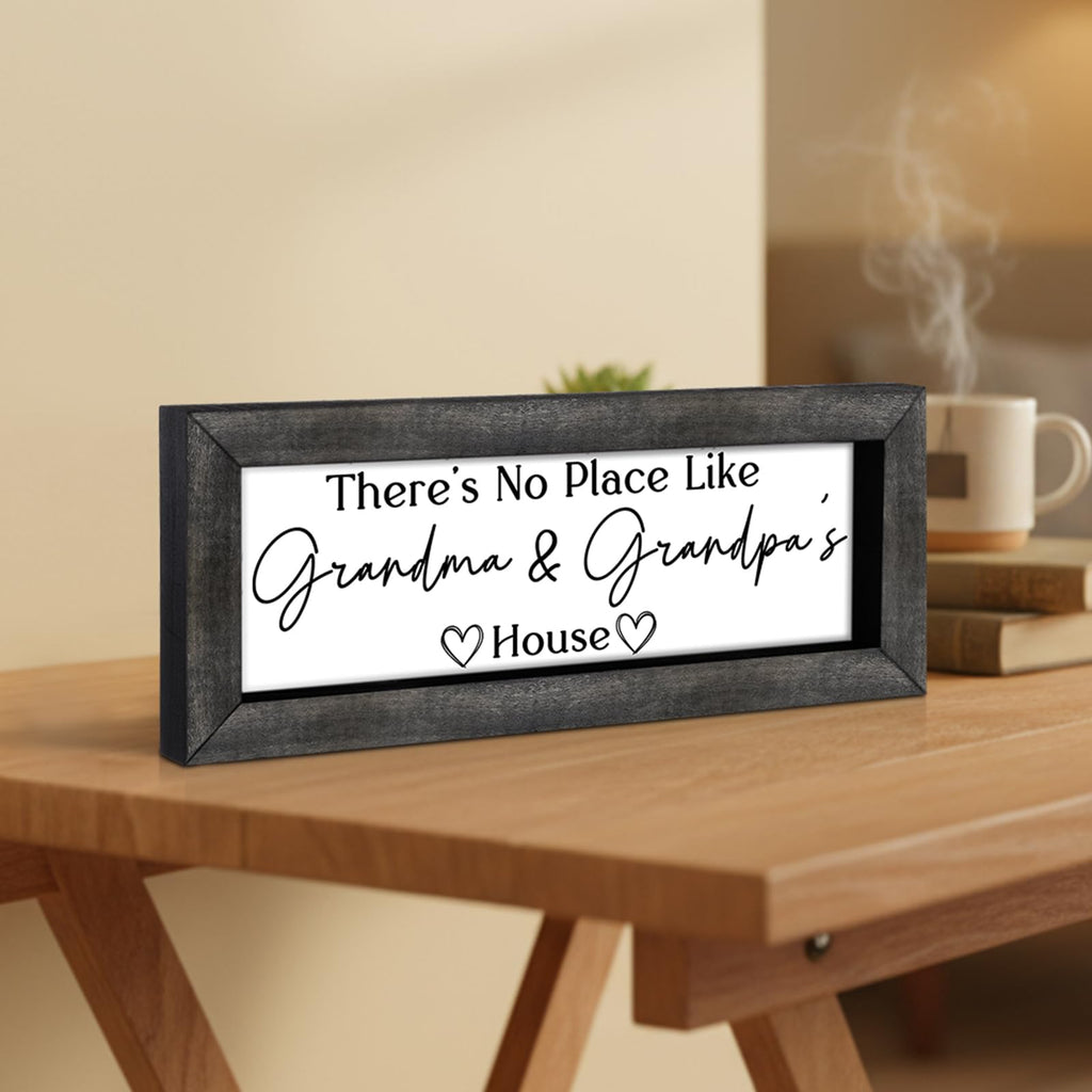 Yousoontic Grandparents Gift from Grandkids There's No Place Like Grandma & Grandpa's House Wooden Sign Farmhouse Home Decor for Birthday Christmas Thanksgiving Gift(Dark Brown,11.8 Inch)