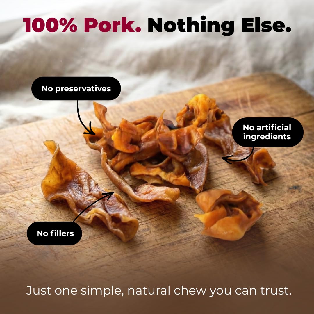 Best Pet Supplies GigaBite Roasted Pig Ears for Dogs - Natural Dog Chews, Roasted Pigs Ears, Safe for Puppies and Aggressive Chewers, Cleans Teeth and Gums - Slivers, 1.8 Pounds