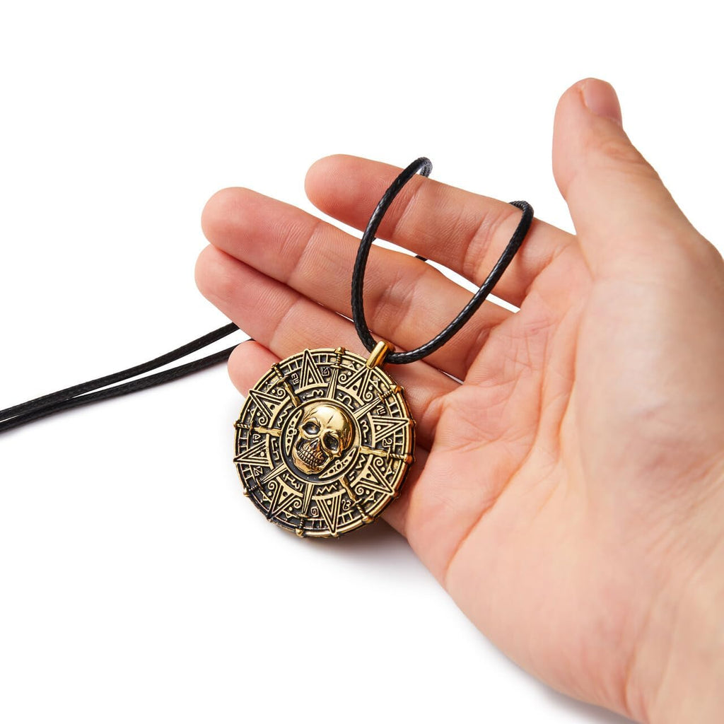 Spooktacular Creations Halloween Pirate Coin Necklace Pirate Skull Necklace Accessories for Men Women Halloween Cosplay, Pirates Costume, Halloween Dress Up Party Favors