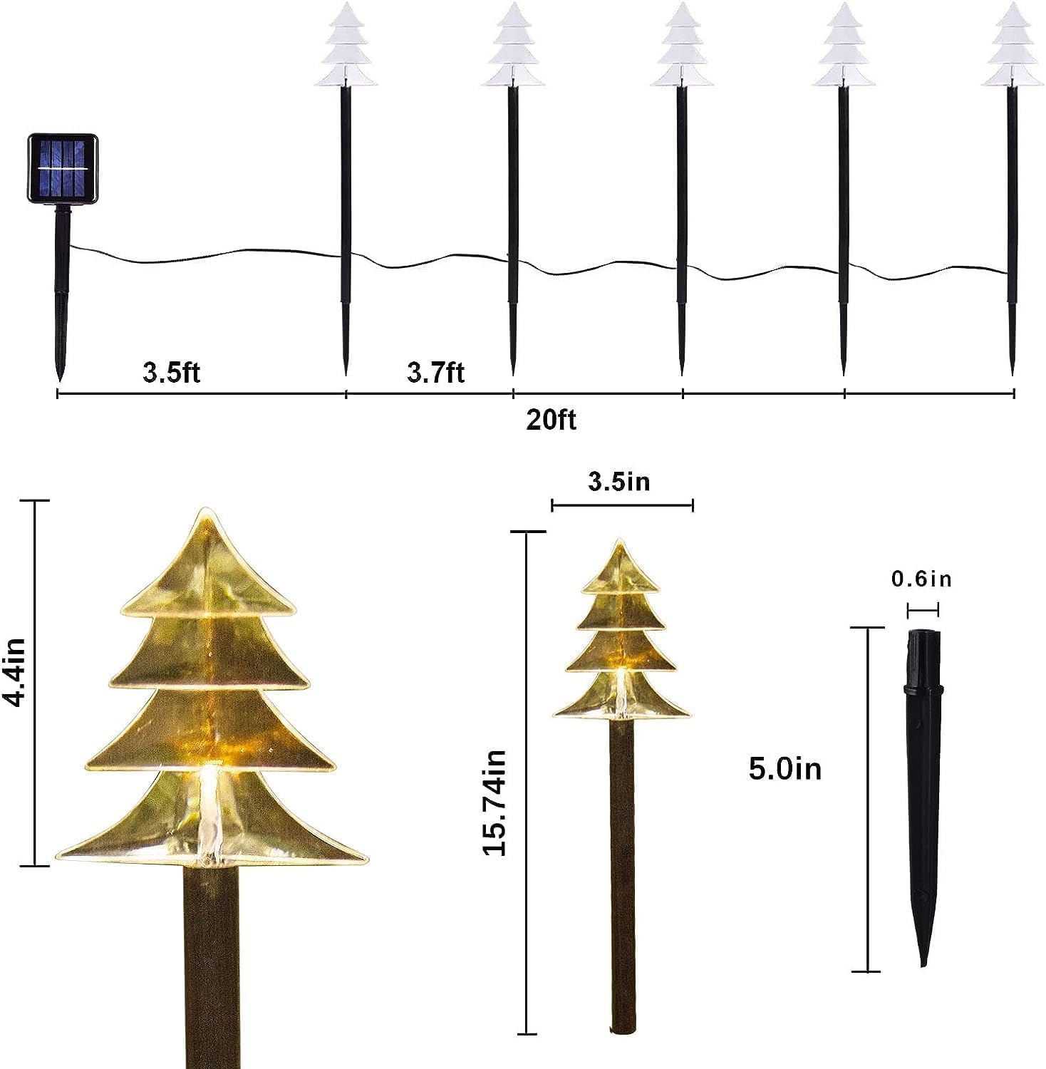 Outdoor Christmas Decorations, Solar Christmas Pathway Lights, Set of 5 Waterproof Landscape LED Lights for Yard Lawn Patio Walkway Decor