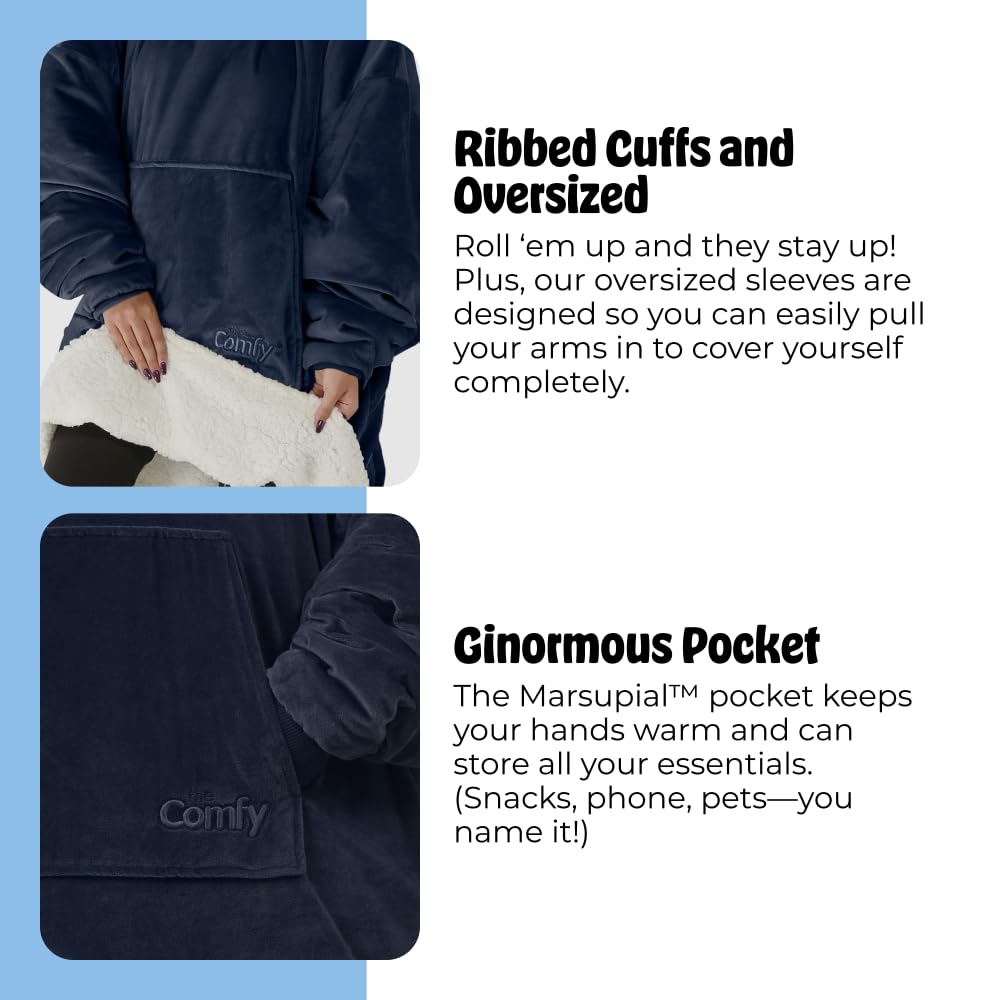 THE COMFY Original | From Shark Tank | Patented | Oversized Sherpa Wearable Blanket Hoodie| Gift for Women & Men | One Size