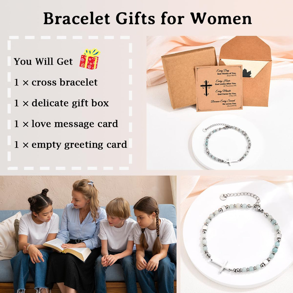 Religious Cross Bracelet for Women Girls, Christian Gifts for Daughter Granddaughter Sister in Christ Friend Niece on Birthday Christmas Easter Valentines Day Graduation