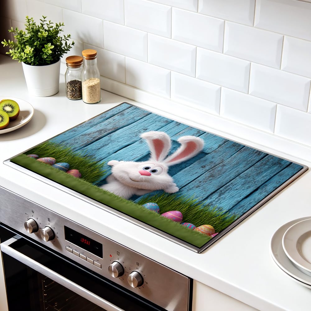 Stove Mat 28.35 x 20.47 Inch Christmas Fireplace and Tree Design Cozy Living Room Holiday Scene Decorative Kitchen Countertop Cover Reusable Flexible Mat for Gas Range Electric Stove Home Winter Décor