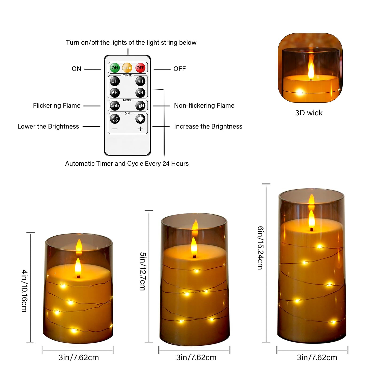 kakoya Flameless LED Candles with Timer 5 Pc Flickering Flameless Candles for Romantic Ambiance and Home Decoration Stable Acrylic Shell,with Embedded Star String，Battery Operated Candles（Red）