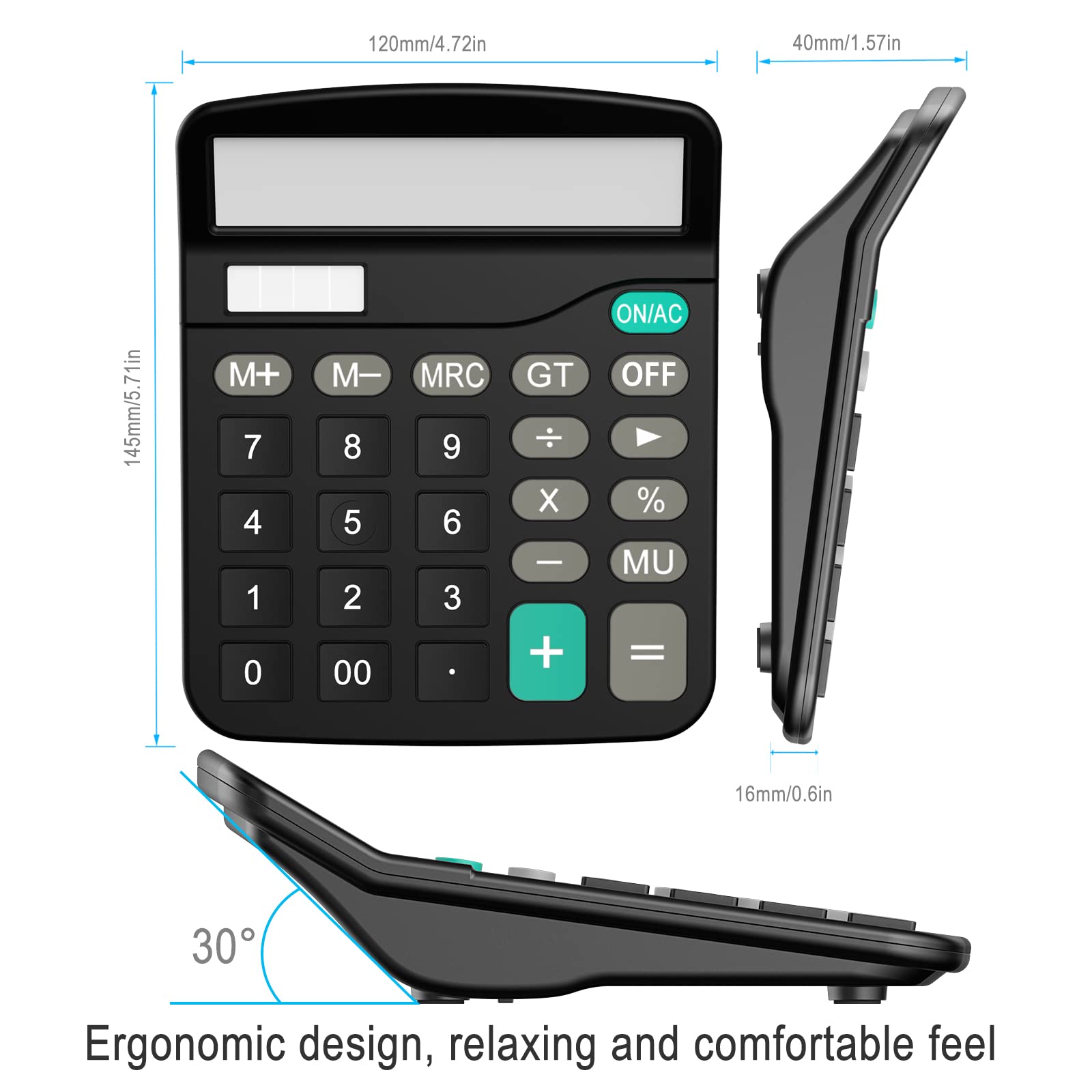 Helect Calculator, Standard Function Calculator (Black)