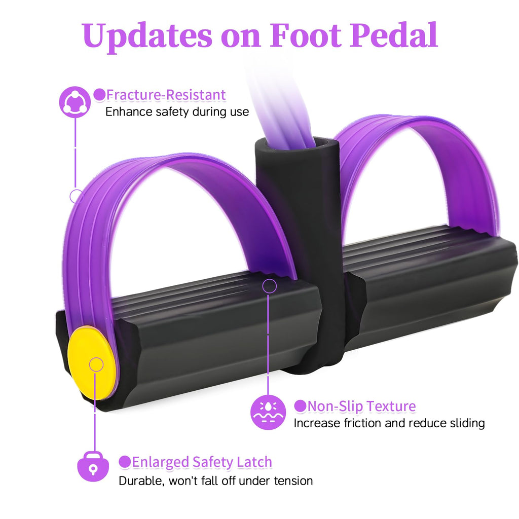 Pedal Resistance Bands with Handles, Upgrade 6-Tubes Manual Tension Training Pedal, Natural Rubber Foot Pedal Resistance Bands, Multifunction Fitness Bands for Abdomen, Waist, Arm, Leg