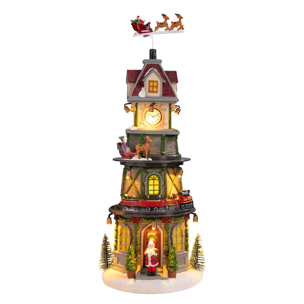 Christmas Village House Musical Christmas Collectible Buildings Church Train Snowman Children Skating with LED Lights Vacation Village with USB Indoor Figurines Indoor Tabletop Decoration
