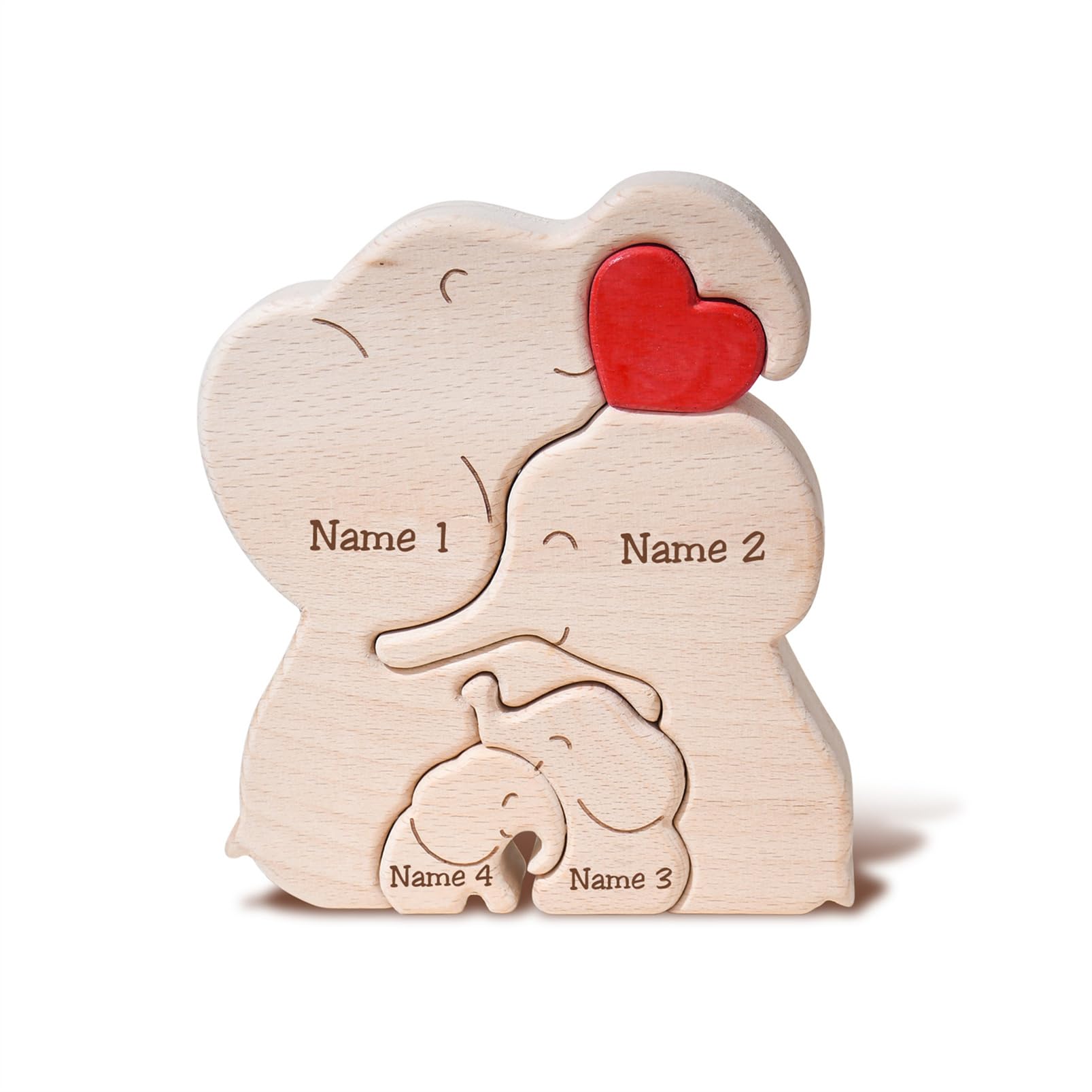 Personalized Family Name Puzzle with 2-8 Names Custom Wooden Bear Puzzle with Names Customized Wooden Puzzle Gifts for Christmas (Bear)