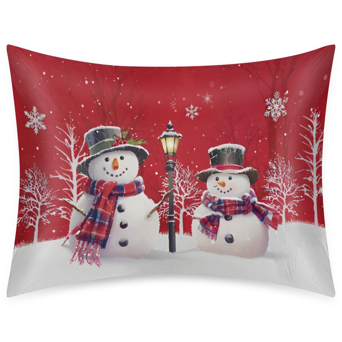 Christmas Light Trees Satin Pillow Case for Hair and Skin Satin Pillowcase Without Zipper Pillowcase, Standard Size Slip Silk Pillow Cases 20"x26" Silk Pillowcases for Bedroom Sofa Home Decor
