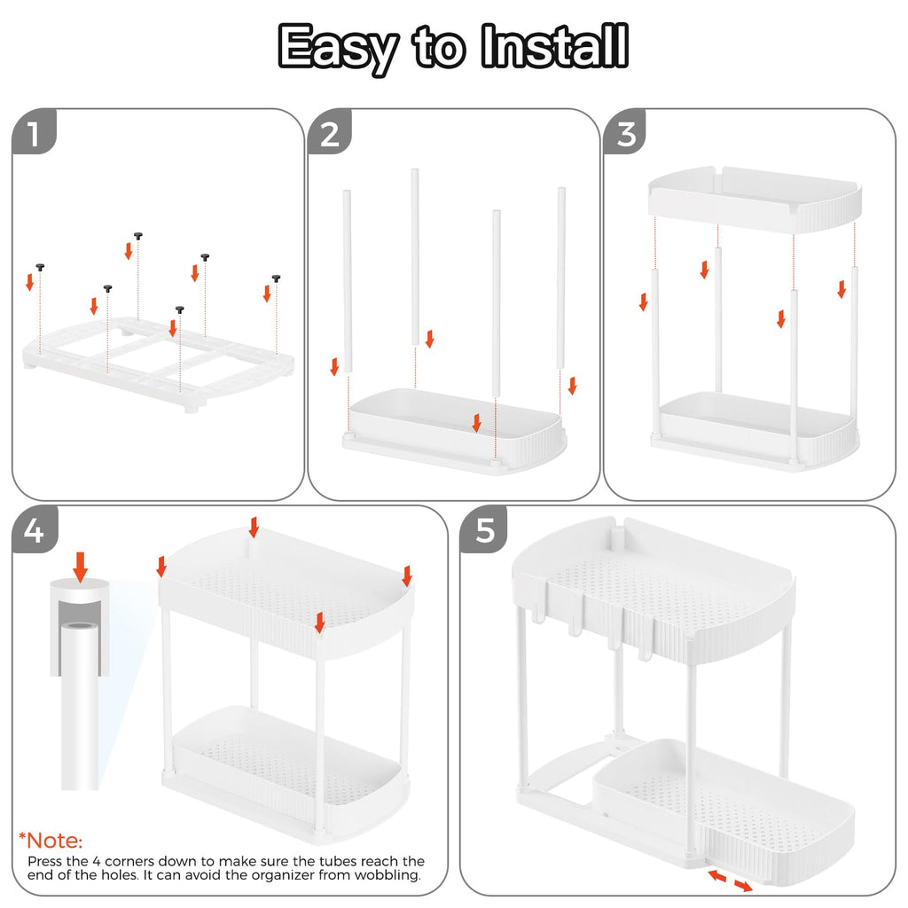Ukeetap Multi-Purpose Pull-Out Storage Organizers, Under Sink/Cabinet Organizers and Storage for Bathroom & Kitchen, Black, 12.8 Inches, 2 Packs
