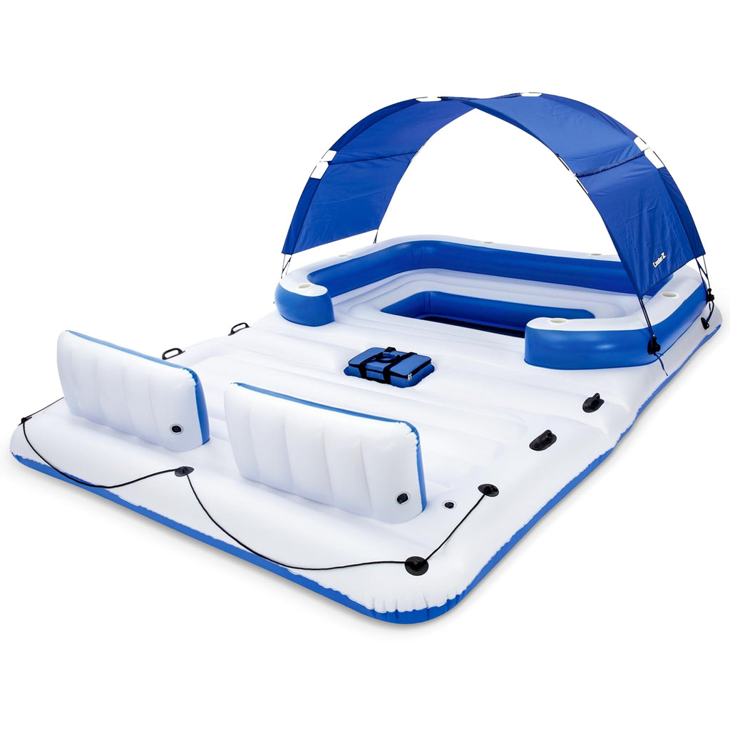 Bestway CoolerZ Tropical Breeze Party Island, Large 6 Person Adult Inflatable Lounger Lake Float