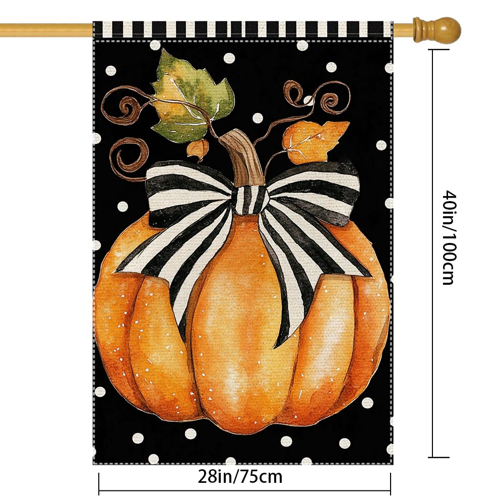 Fall Garden Flag For Outdoor Decor Thanksgiving Garden Flags Autumn Stained Glass Pumpkin Maple Leaf Double Sided Small Burlap Outside Porch Lawn Yard Flags Decorations 12.5x18 Inch