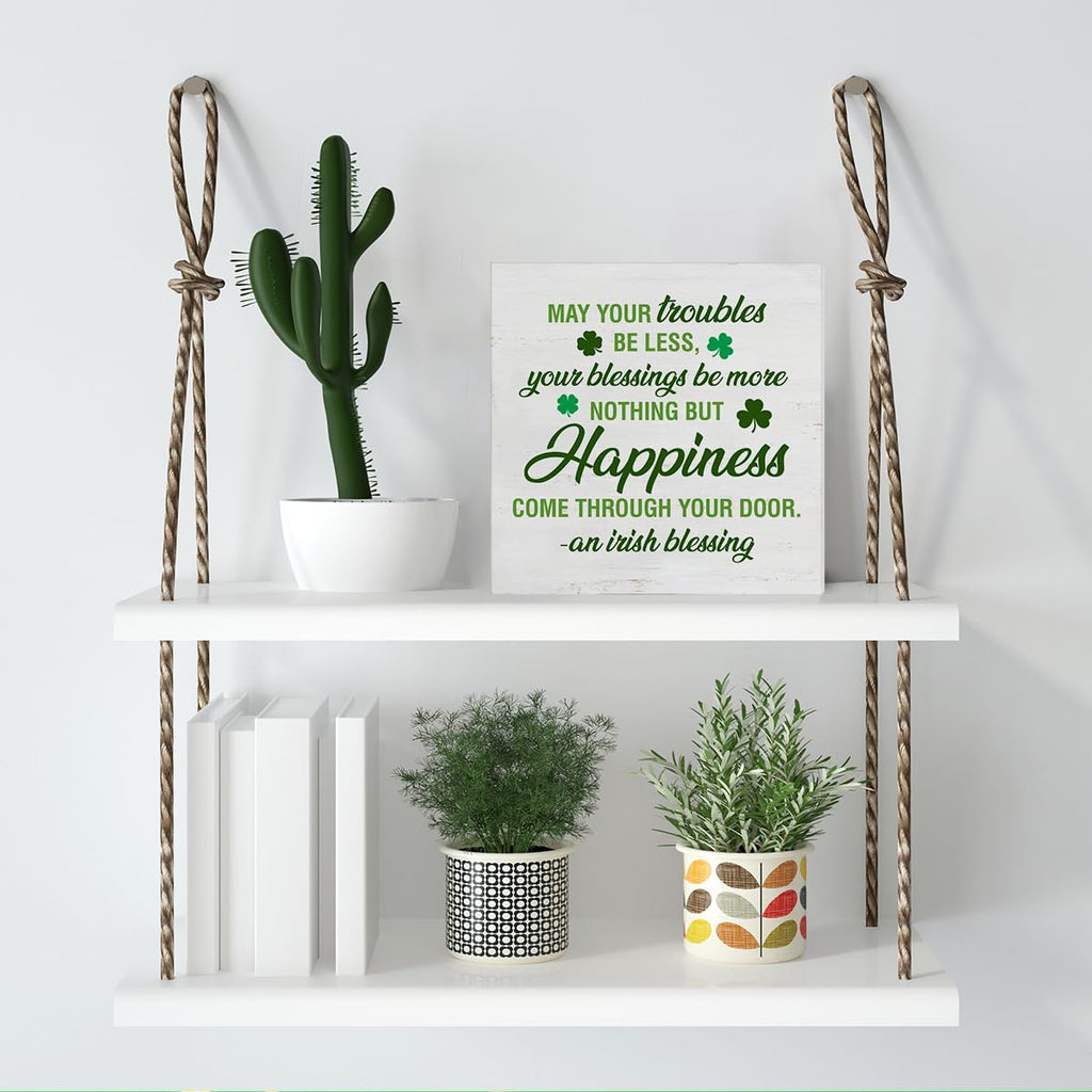 Dumyum St. Patrick's Day Decorative Sign, Wooden, 5 Inches x 5 Inches, Green, Rustic, Tabletop or Wall Mount