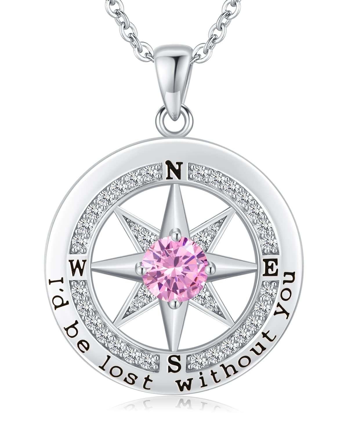 S925 Necklace Gift for Wife |Compass Jewelry |Women Anniversary |Sterling Silver |Girlfriend Birthday Gifts for Her Valentines |I'd be Lost without You |Jewel 18K Gold