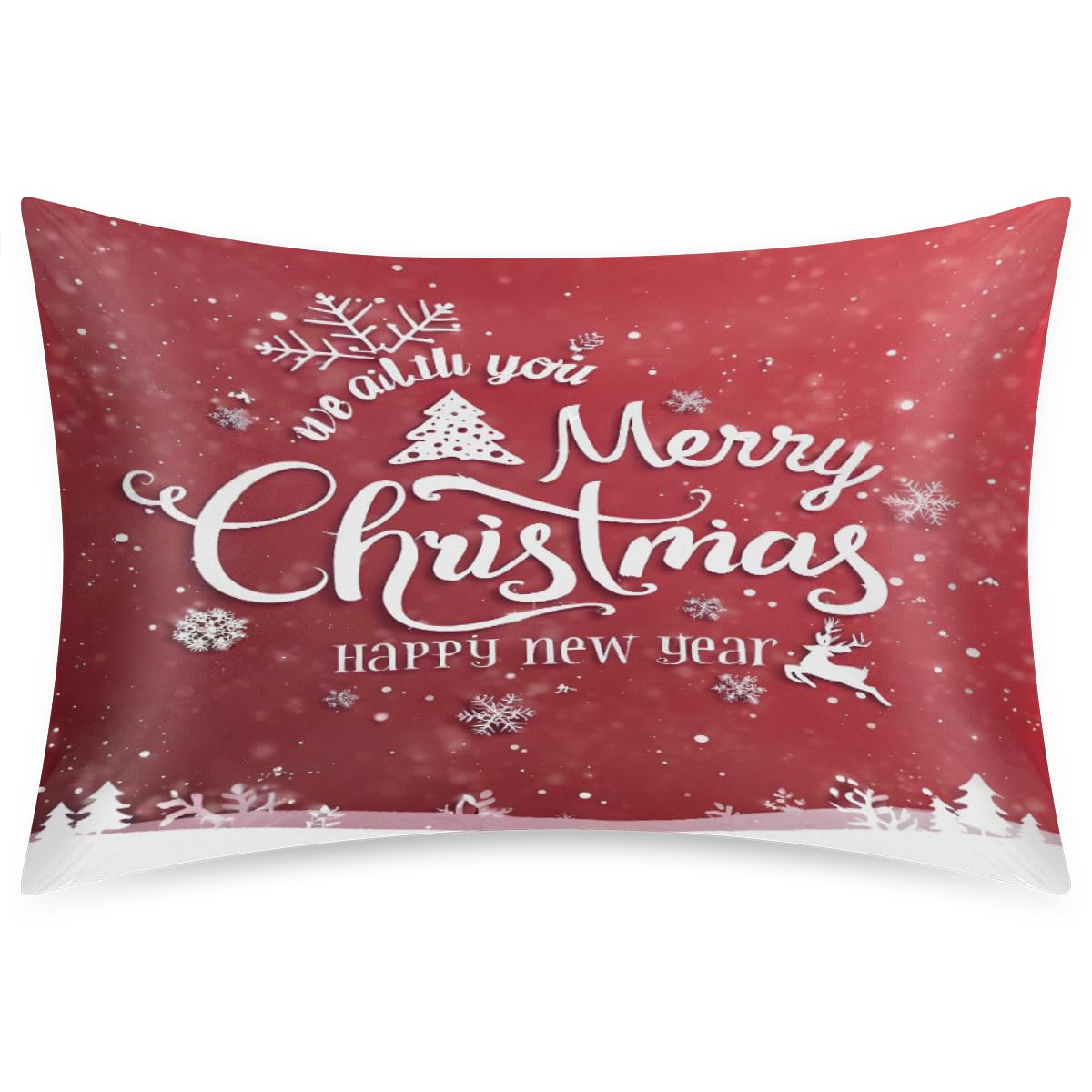 Christmas Light Trees Satin Pillow Case for Hair and Skin Satin Pillowcase Without Zipper Pillowcase, Standard Size Slip Silk Pillow Cases 20"x26" Silk Pillowcases for Bedroom Sofa Home Decor
