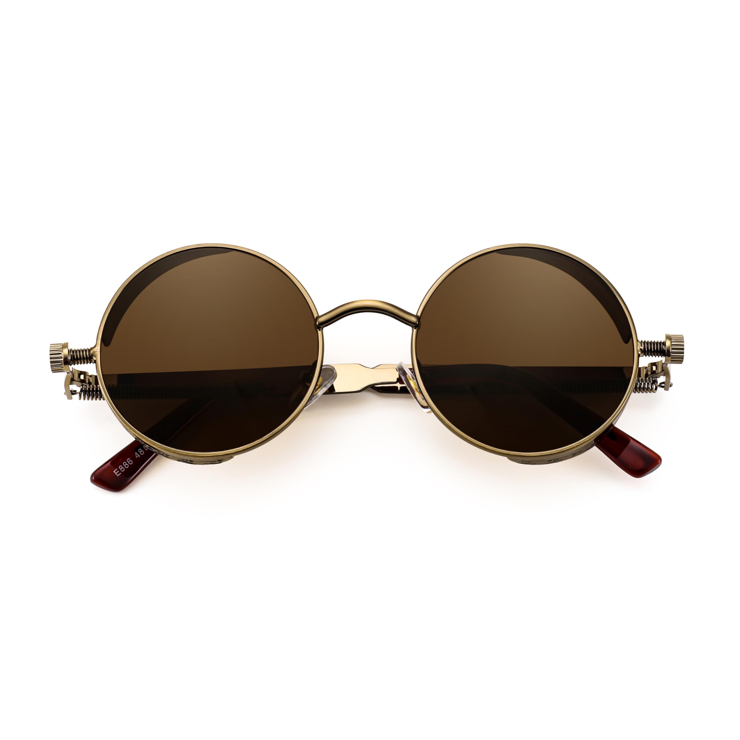FEISEDY Retro Gothic Steampunk Sunglasses Round Metal Frame Punk Circle Inspired Shade Men B1857