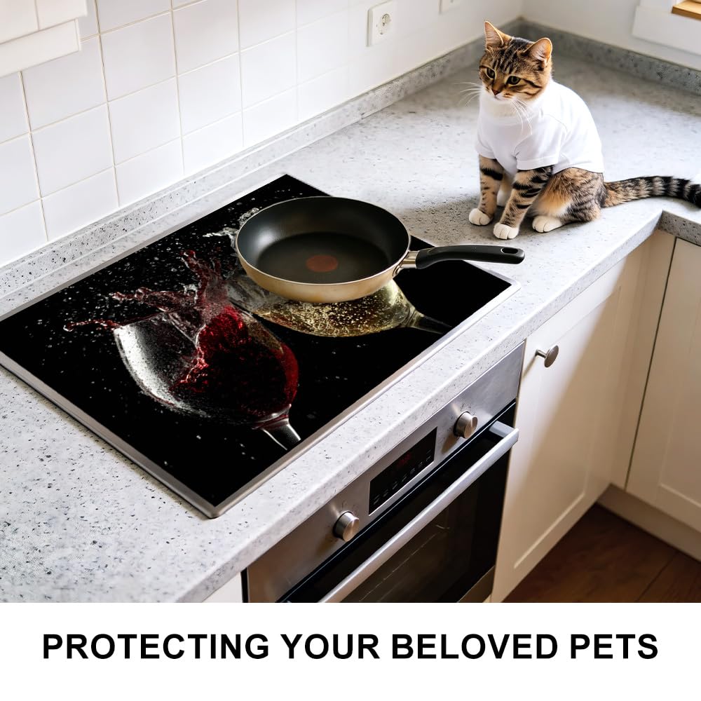 Stove Mat 28.35 x 20.47 Inch Christmas Fireplace and Tree Design Cozy Living Room Holiday Scene Decorative Kitchen Countertop Cover Reusable Flexible Mat for Gas Range Electric Stove Home Winter Décor