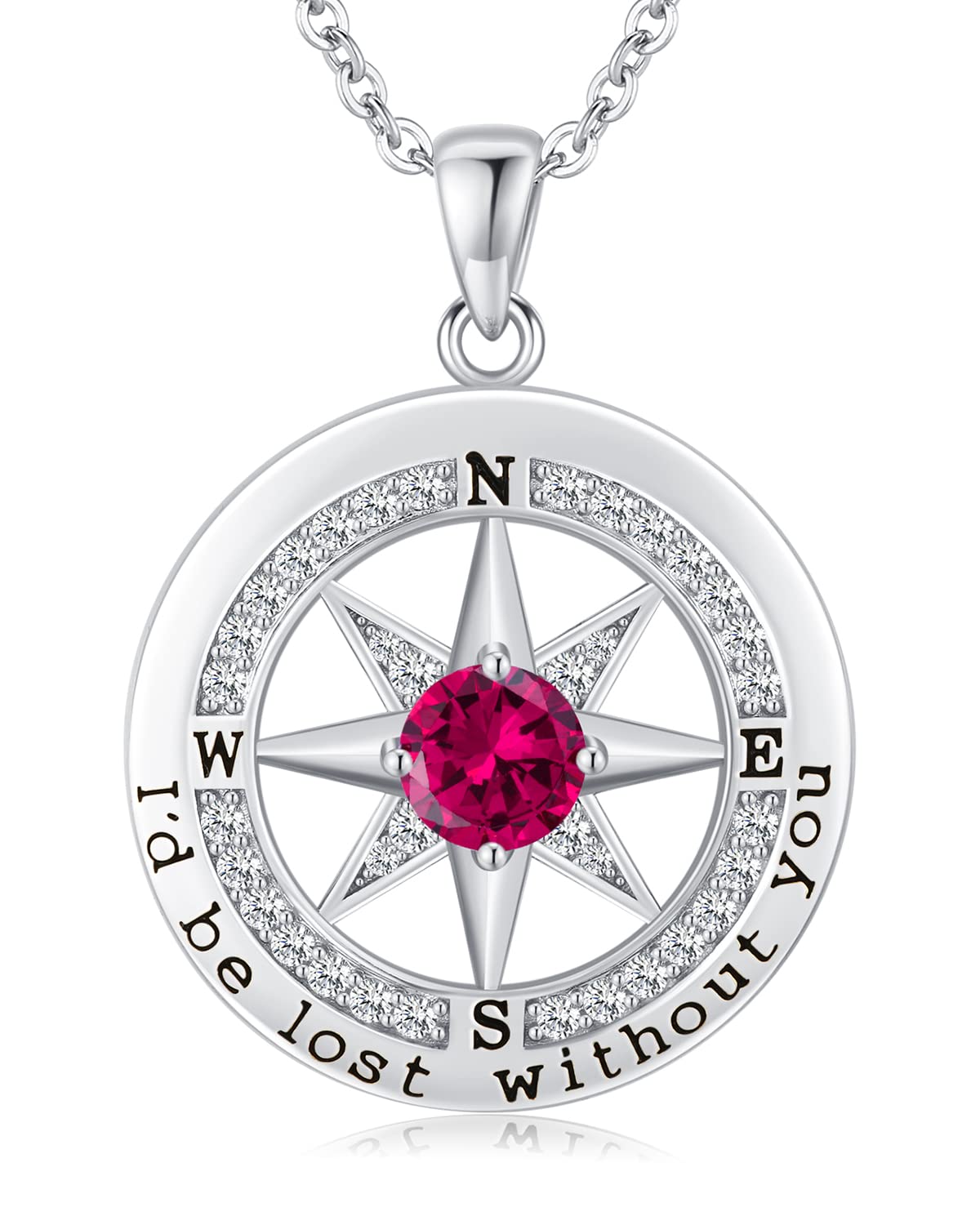 S925 Necklace Gift for Wife |Compass Jewelry |Women Anniversary |Sterling Silver |Girlfriend Birthday Gifts for Her Valentines |I'd be Lost without You |Jewel 18K Gold