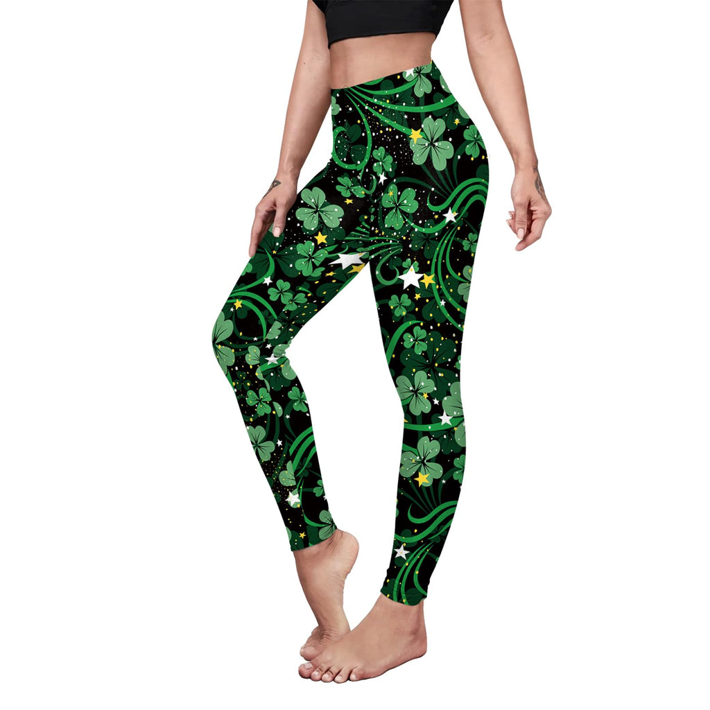 color cosplayer St. Patrick's Day Leggings Shamrock Stretchy Tights Yoga Pants for Women