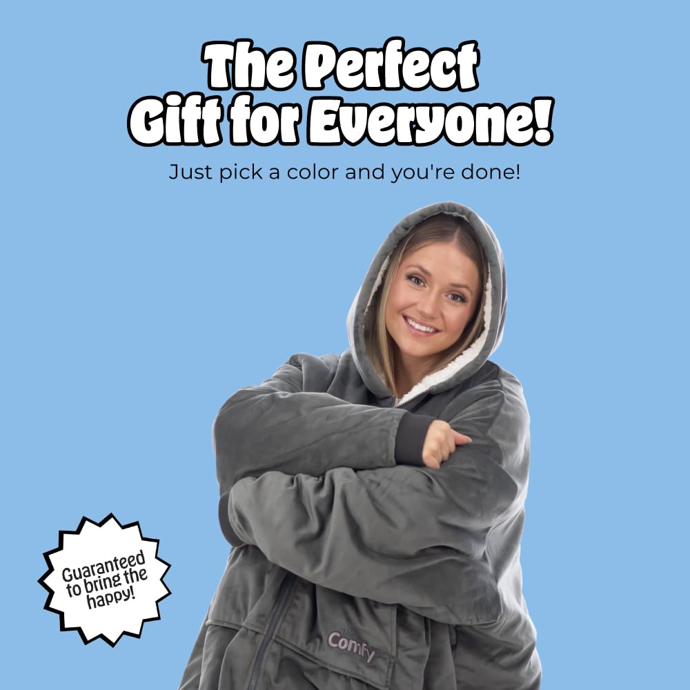 THE COMFY Original | From Shark Tank | Patented | Oversized Sherpa Wearable Blanket Hoodie| Gift for Women & Men | One Size