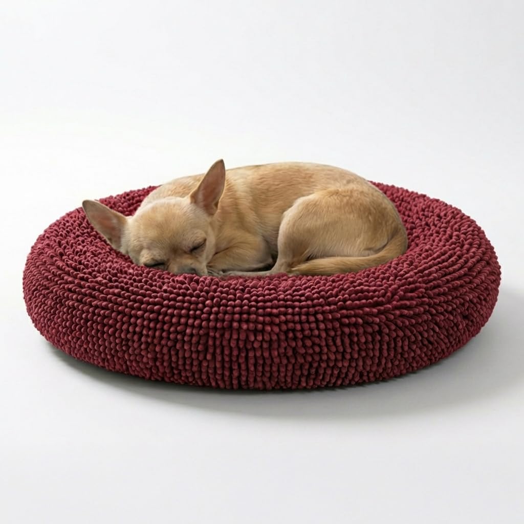 Muddy Mat® Cloud K-9 Bed for Dogs & Cats, Soft & Relaxing Donut Dog Bed, Chenille Material, Removable Cover, Washable & Dryer Safe–Black Small(25'x25')