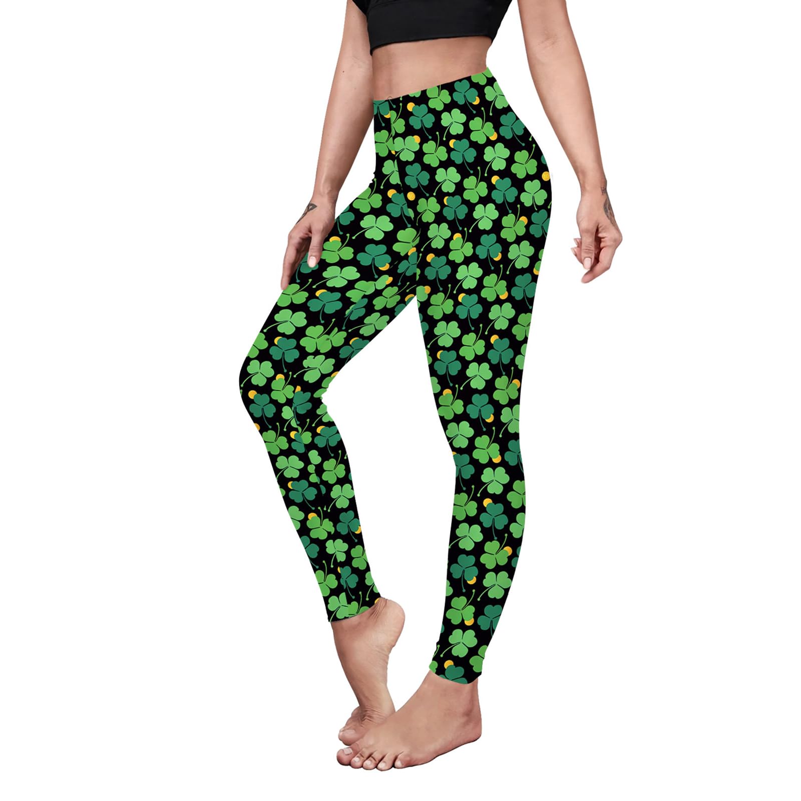 color cosplayer St. Patrick's Day Leggings Shamrock Stretchy Tights Yoga Pants for Women