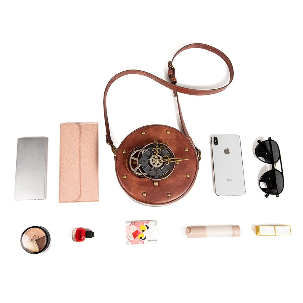 Messenger Bag Leather Retro Briefcase Steampunk Crossbody Shoulder Purse Satchel for Women Lolita Gothic Costume Accessory