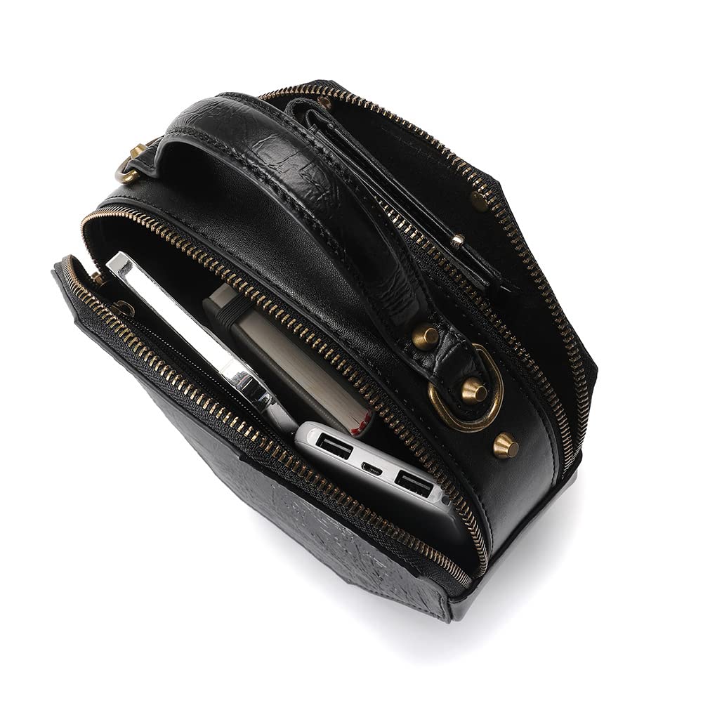 Messenger Bag Leather Retro Briefcase Steampunk Crossbody Shoulder Purse Satchel for Women Lolita Gothic Costume Accessory