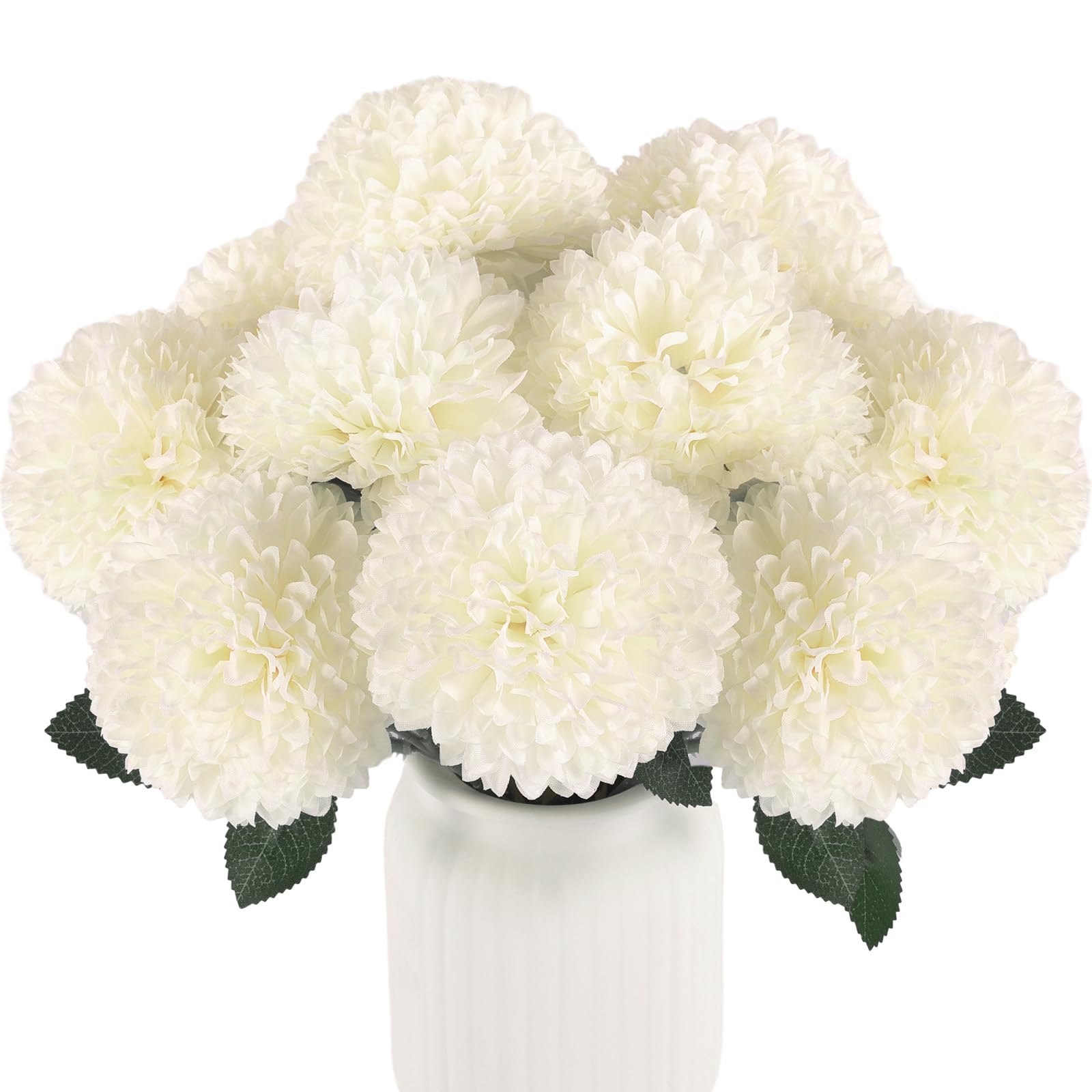 Hananona 12 Pcs Artificial Chrysanthemums Flowers Patriotic Flower, 4th of July Fake Mums Flowers Silk for Home Decor Indoor Memorial Day Table Centerpiece Vase not Included (12, Red, White, Blue)