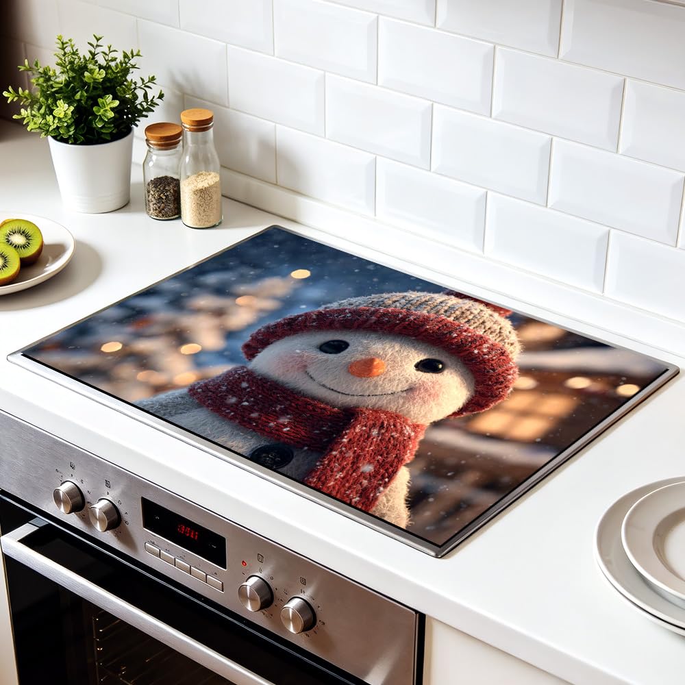 Stove Mat 28.35 x 20.47 Inch Christmas Fireplace and Tree Design Cozy Living Room Holiday Scene Decorative Kitchen Countertop Cover Reusable Flexible Mat for Gas Range Electric Stove Home Winter Décor