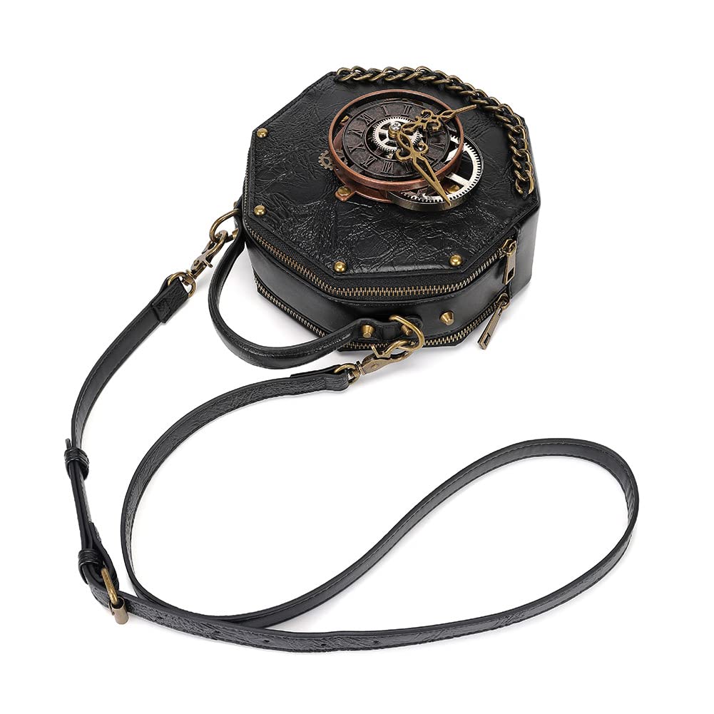 Messenger Bag Leather Retro Briefcase Steampunk Crossbody Shoulder Purse Satchel for Women Lolita Gothic Costume Accessory