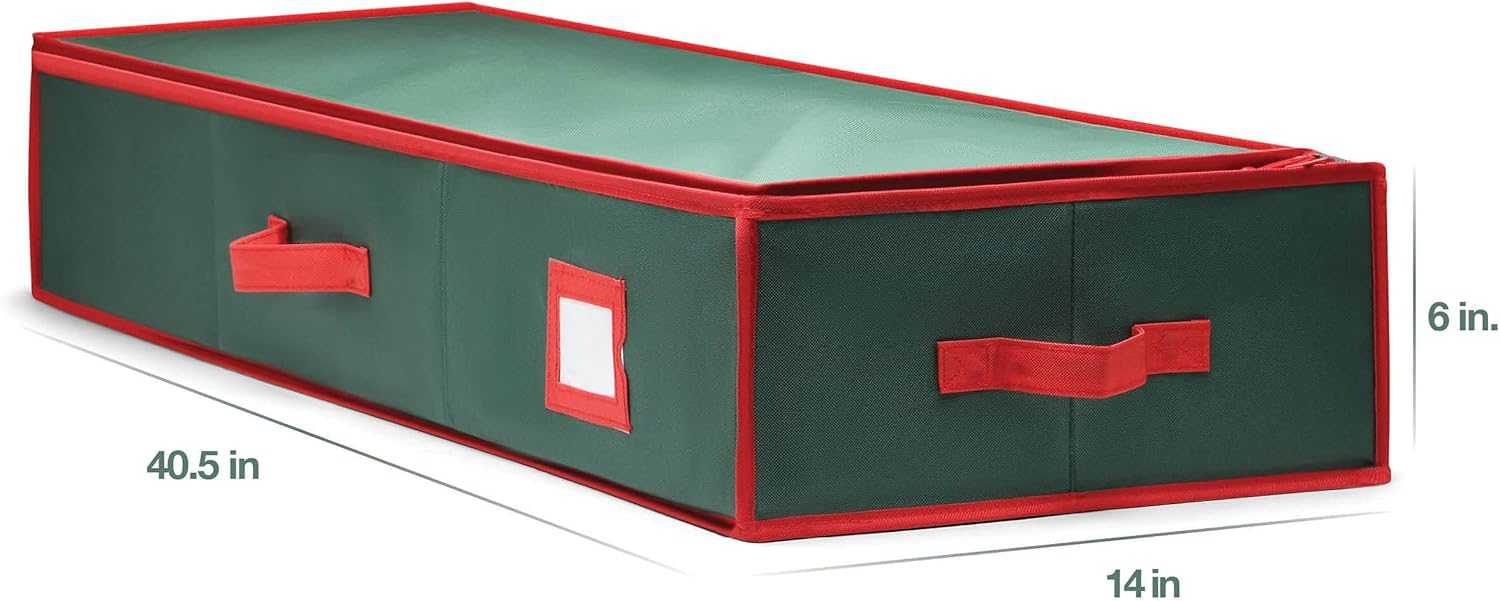 Premium Wrapping Paper Organizer Storage | Gift Wrap Holder With Extra Pockets for Christmas Decorations, Reinforced Handles, Heavy Duty, Ultra-Durable, Tear-Proof Fabric - Fits Up to 27 Rolls (Red)