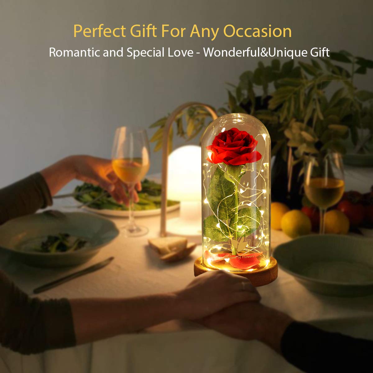 Beauty and The Beast Rose for Mom, Birthday Gifts for Women, Light Up Roses, Glass Dome Rose with LED Lights, Red Roses, Women's Gift for Mom Wife Grandmother