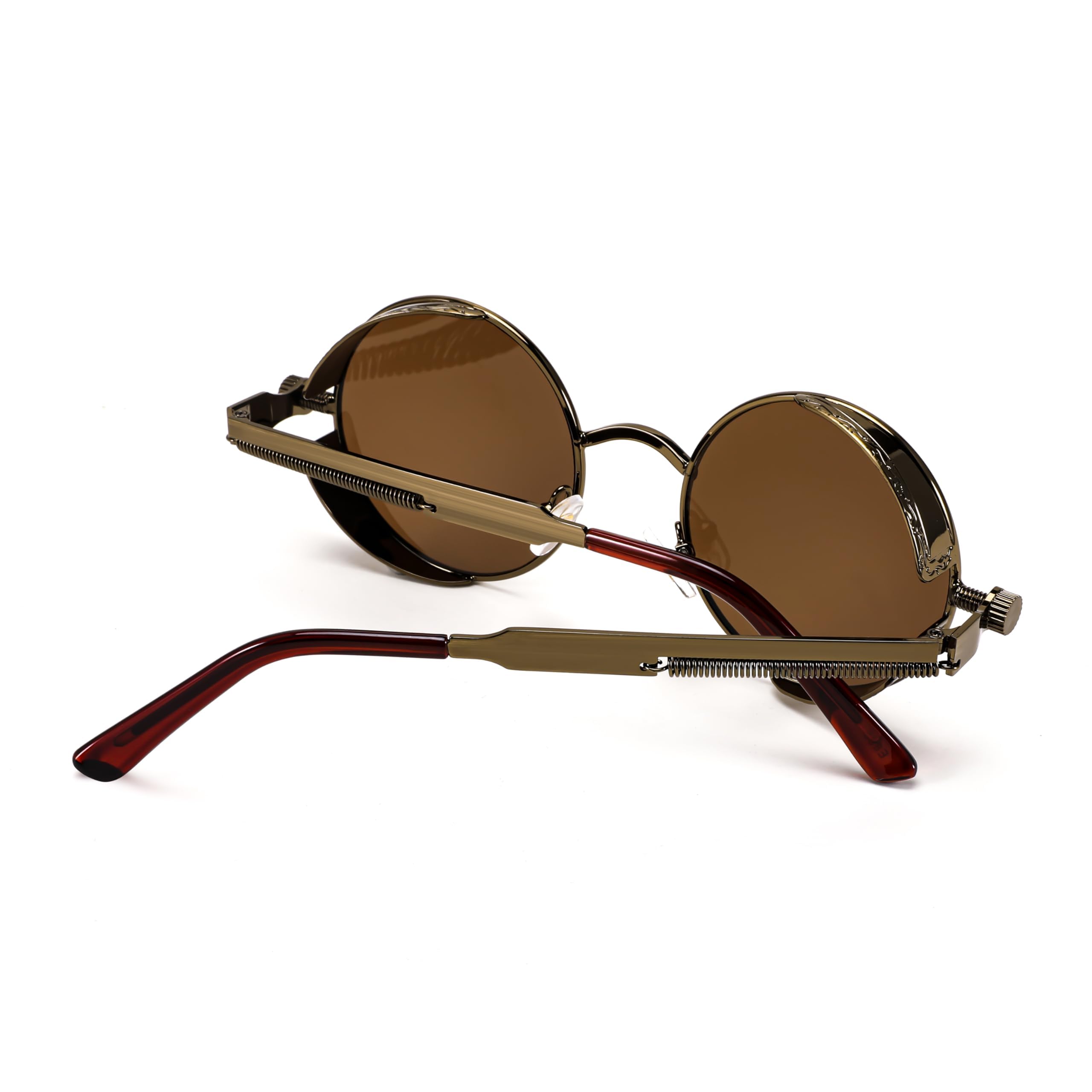 FEISEDY Retro Gothic Steampunk Sunglasses Round Metal Frame Punk Circle Inspired Shade Men B1857