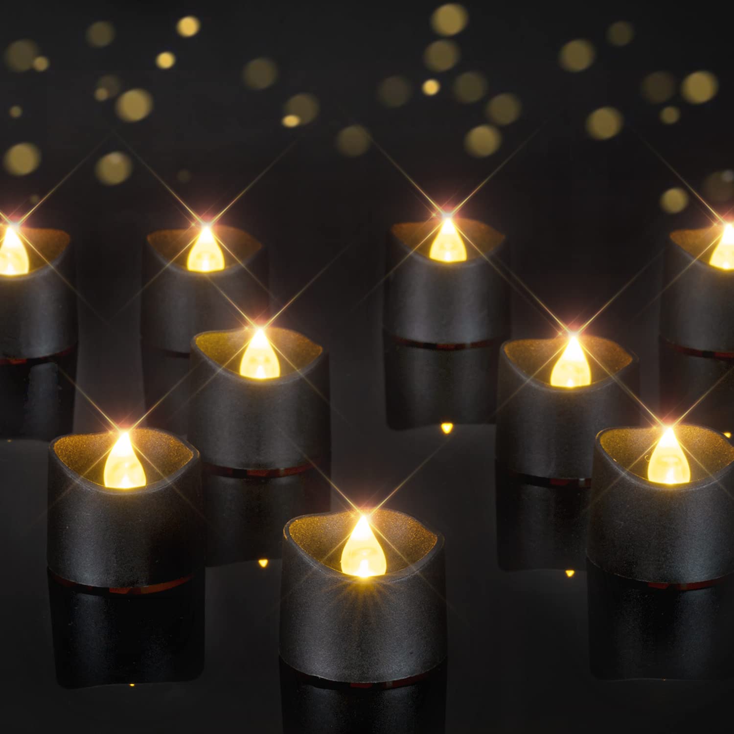 Homemory Green Tea Lights Candles Battery Operated, 200+Hour Flameless Flickering Fake Electric LED Colored Tealights for St. Patrick's Day, Christmas, Theme Party, Seasonal Celebrations, 12-Pack