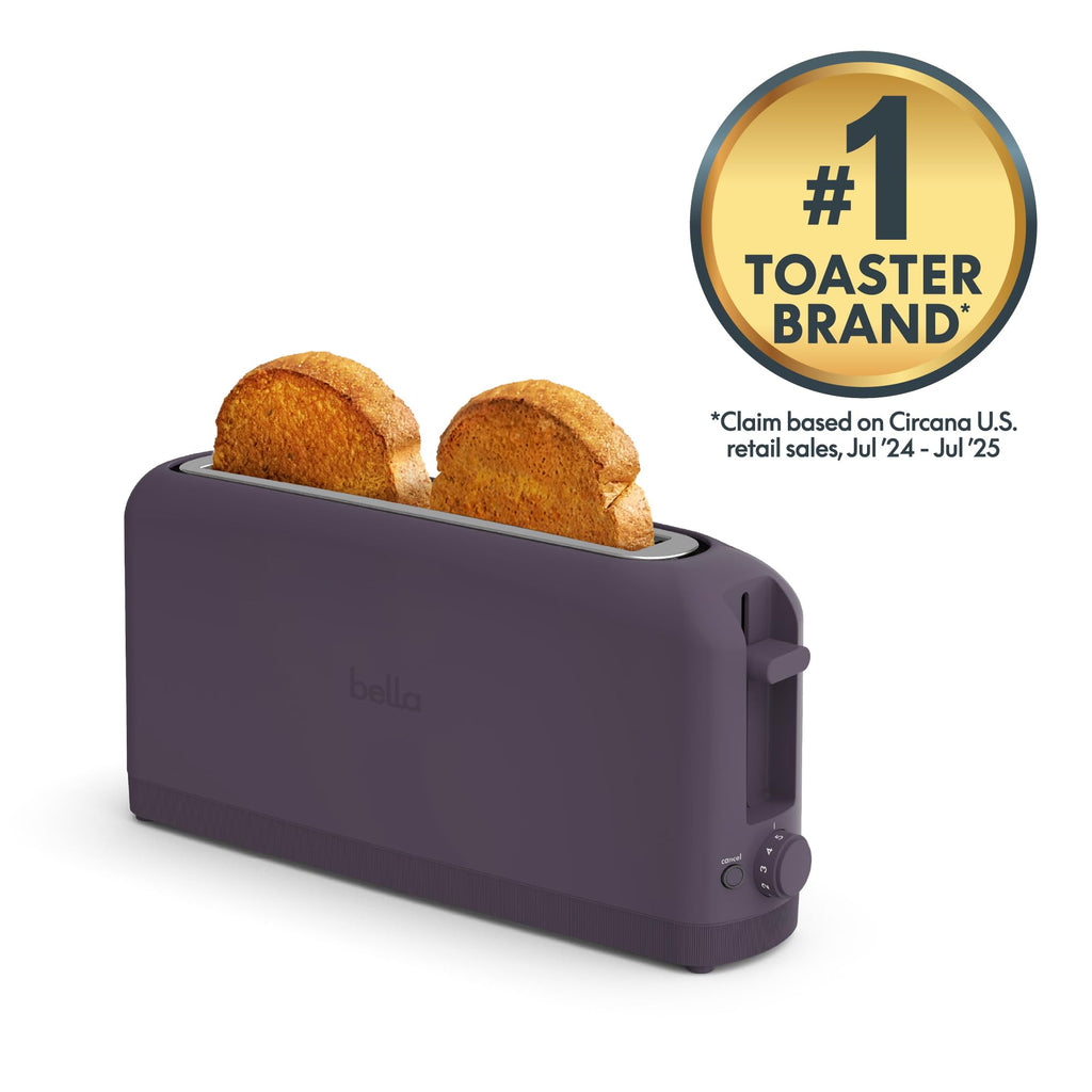 bella 2 Slice Slim Toaster, Fits-anywhere™ Kitchenware, 6 Setting Shade Control with Reheat & Cancel Buttons, Fits Sourdough, 10” Long Slot, Anti Jam & Auto Shutoff, 900 Watt, Surf