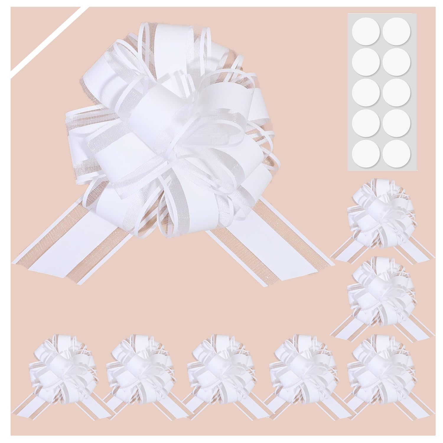 Pull Bows for Gift Wrapping: 8PCS 6 Inch Multiple Colors Large Bow | Waterproof Reusable | Birthday Party Wedding Ribbon Bow | Perfect for Christmas Valentine's Day | Boxes or Flower Decorations