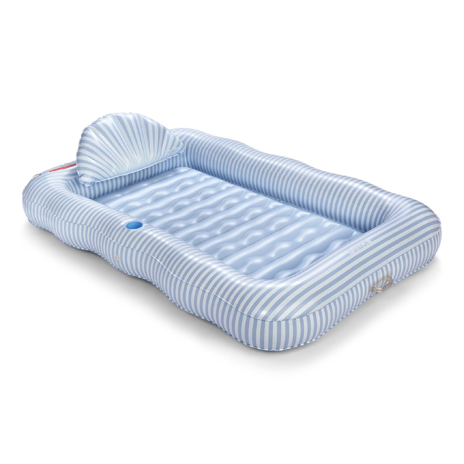 FUNBOY Tanning Pool Lounger Float, XL 72'' x 48'' Pool Float with Custom Pillow and Large Cup Holder, Perfect for Pool or Backyard.