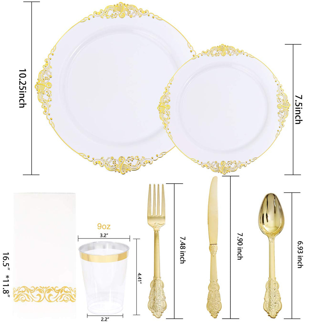 Nervure 175PCS Clear Blue Plastic Plates - Plastic Dinnerware Set Include 25Dinner Plates, 25Dessert Plates, 25Cups, 25Forks, 25Knives, 25Spoons, 25Napkins Perfect for Wedding & Party